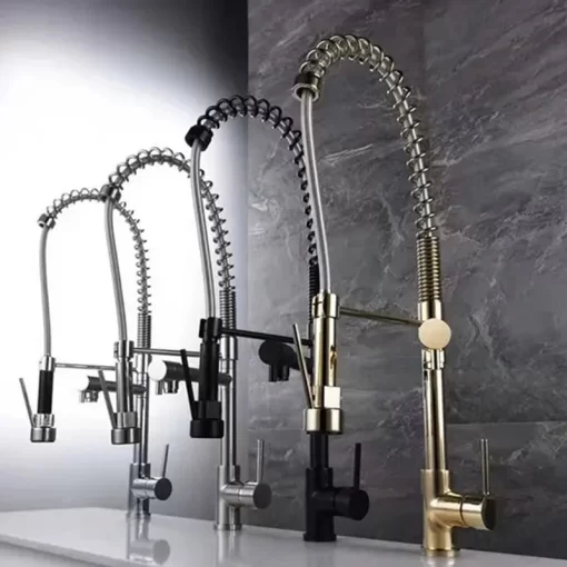 Bathroom, Home Decor, High Arc Pre-rinse Kitchen Faucet Deck Mounted Pot Filler  Pull Down Spring Spout Sink Tap