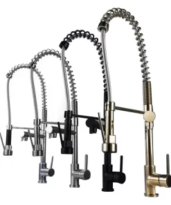 Bathroom, Home Decor, High Arc Pre-rinse Kitchen Faucet Deck Mounted Pot Filler  Pull Down Spring Spout Sink Tap