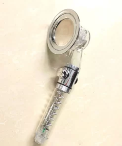Bathroom, Home Decor, High Pressure Twin Turbo Fan Hand Shower Head With Press The Stop Button 3 Settings Shower Head