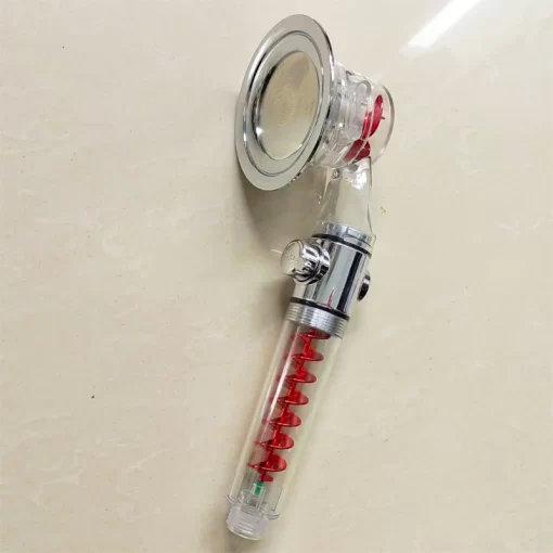 Bathroom, Home Decor, High Pressure Twin Turbo Fan Hand Shower Head With Press The Stop Button 3 Settings Shower Head
