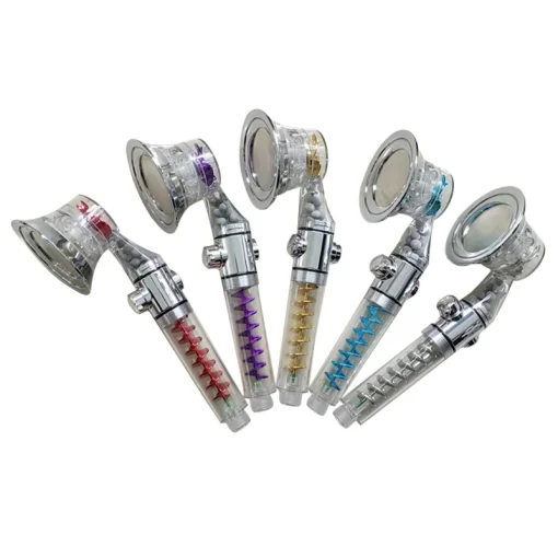 Bathroom, Home Decor, High Pressure Twin Turbo Fan Hand Shower Head With Press The Stop Button 3 Settings Shower Head