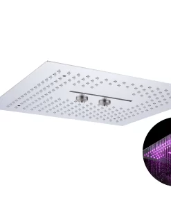 Bathroom, Home Decor, High Quality Chrome Thermostatic Rainfall Shower Head Led Concealed Shower Set With Spray  For Bathroom