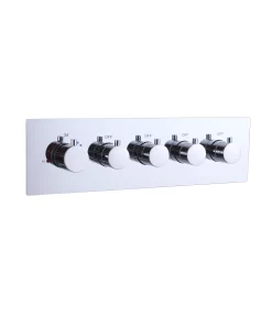 Bathroom, Home Decor, High Quality Chrome Thermostatic Rainfall Shower Head Led Concealed Shower Set With Spray  For Bathroom