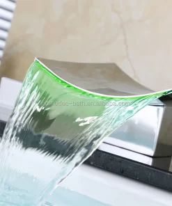Bathroom, Home Decor, Homedec Waterfall Led Faucet Deck Mounted Bathroom Brass Basin Faucet