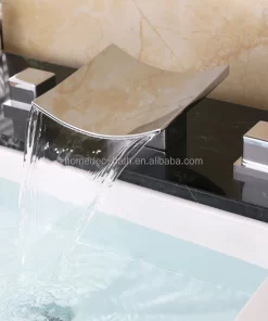 Bathroom, Home Decor, Homedec Waterfall Led Faucet Deck Mounted Bathroom Brass Basin Faucet