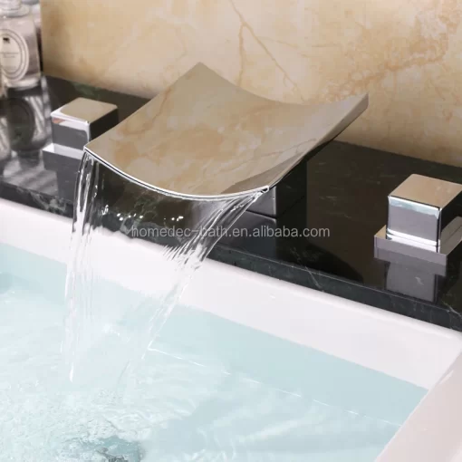 Bathroom, Home Decor, Homedec Waterfall Led Faucet Deck Mounted Bathroom Brass Basin Faucet
