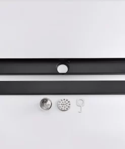 Bathroom, Home Decor, Hot Sale Black Shower Tile Insert Grate Floor Drain Invisible Linear Floor Drain