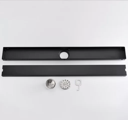 Bathroom, Home Decor, Hot Sale Black Shower Tile Insert Grate Floor Drain Invisible Linear Floor Drain