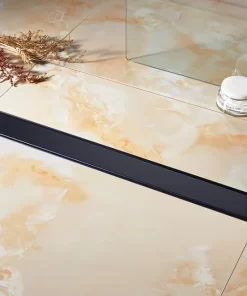 Bathroom, Home Decor, Hot Sale Black Shower Tile Insert Grate Floor Drain Invisible Linear Floor Drain