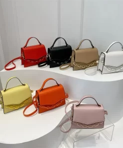 Bags, Leather Bags, K427 Women's Luxury Handbags 11 Colors Casual Shoulder Tote Bags Zipper Closure Vintage Style Decorated Chains Leather Logo
