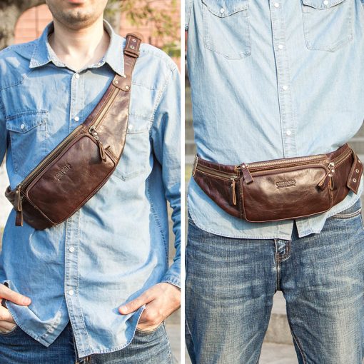 Convenience, Home use, Leather Belt Bag For Men