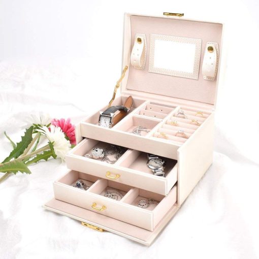 For Her, Gifts, Leather Jewelry Case Durable Organizer