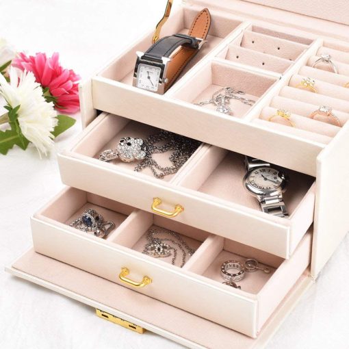 For Her, Gifts, Leather Jewelry Case Durable Organizer