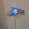 Bathroom, Home Decor, Led Bathroom Basin Faucet Temperature Sensor Color Changing Wall Mount Waterfall Basin Mixer Taps
