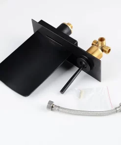 Bathroom, Home Decor, Led Bathroom Basin Faucet Temperature Sensor Color Changing Wall Mount Waterfall Basin Mixer Taps