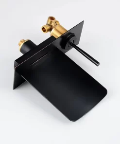 Bathroom, Home Decor, Led Bathroom Basin Faucet Temperature Sensor Color Changing Wall Mount Waterfall Basin Mixer Taps