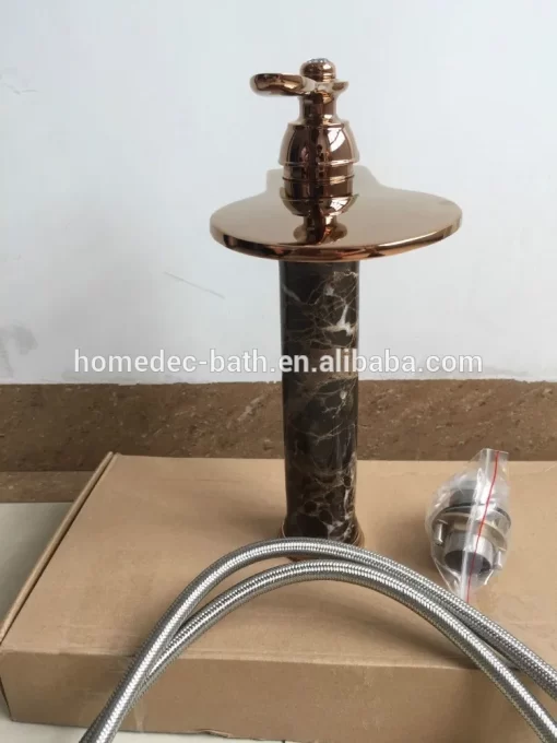 Bathroom, Home Decor, Luxury Artistic Single Lever Brass Marble Wash Basin Faucet