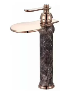 Bathroom, Home Decor, Luxury Artistic Single Lever Brass Marble Wash Basin Faucet