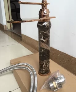 Bathroom, Home Decor, Luxury Artistic Single Lever Brass Marble Wash Basin Faucet