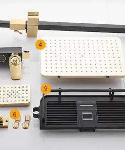 Bathroom, Home Decor, Luxury Bath Quality Brass Mixer Tap Rainfall Thermostatic Bathroom Black And Gold Shower System Set
