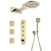 Bathroom, Home Decor, Luxury Gold Rainfall Waterfall Shower Head Concealed Mixer Built-in Rain Massage Shower Jet System Faucet Sets