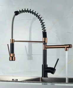 Bathroom, Home Decor, Luxury Rose Gold Orb Tap Watermark Pull Down Kitchen Faucet