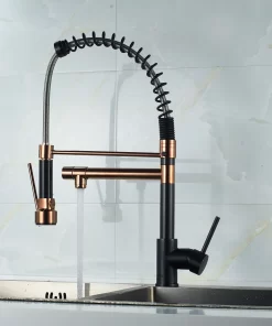 Bathroom, Home Decor, Luxury Rose Gold Orb Tap Watermark Pull Down Kitchen Faucet