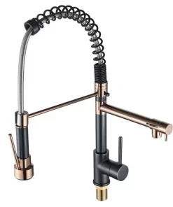 Bathroom, Home Decor, Luxury Rose Gold Orb Tap Watermark Pull Down Kitchen Faucet