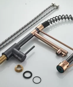 Bathroom, Home Decor, Luxury Rose Gold Orb Tap Watermark Pull Down Kitchen Faucet