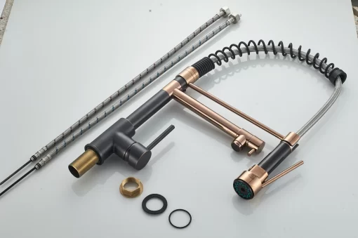 Bathroom, Home Decor, Luxury Rose Gold Orb Tap Watermark Pull Down Kitchen Faucet