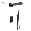 Bathroom, Home Decor, Matte Black Bathroom Thermostatic Rain Fall Shower System Set
