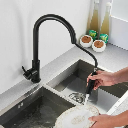 Bathroom, Home Decor, Modern 304 Stainless Steel Hot Cold Mixer Water Tap Pull Down Black Brushed Gold Pull Out Smart Touch Sensor Kitchen Faucet