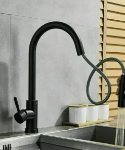 Bathroom, Home Decor, Modern 304 Stainless Steel Hot Cold Mixer Water Tap Pull Down Black Brushed Gold Pull Out Smart Touch Sensor Kitchen Faucet