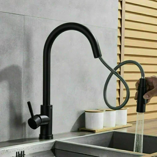 Bathroom, Home Decor, Modern 304 Stainless Steel Hot Cold Mixer Water Tap Pull Down Black Brushed Gold Pull Out Smart Touch Sensor Kitchen Faucet