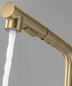Bathroom, Home Decor, Modern 304ss Stainless Steel Brushed Gold Pull Out Kitchen Faucet Sink Mixer Tap