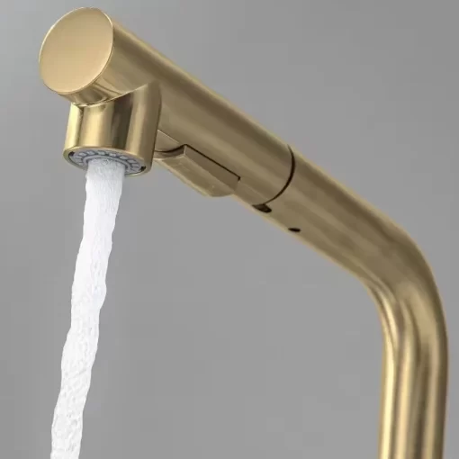Bathroom, Home Decor, Modern 304ss Stainless Steel Brushed Gold Pull Out Kitchen Faucet Sink Mixer Tap