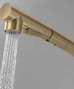 Bathroom, Home Decor, Modern 304ss Stainless Steel Brushed Gold Pull Out Kitchen Faucet Sink Mixer Tap