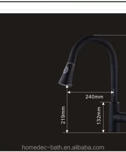 Bathroom, Home Decor, Modern Brass High Arch Single Lever Pull Down Pull Out Spray Black Orb Kitchen Faucets With Sprayer