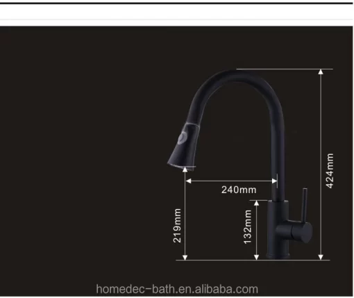 Bathroom, Home Decor, Modern Brass High Arch Single Lever Pull Down Pull Out Spray Black Orb Kitchen Faucets With Sprayer