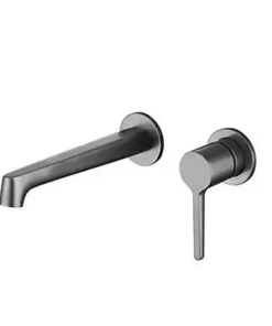 Bathroom, Home Decor, Modern Conceal Hot And Cold Black Brass Dark Grey Wall Mounted Bathroom Water Mixer Bathroom Basin Faucet