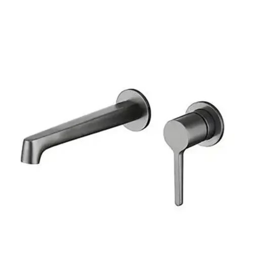 Bathroom, Home Decor, Modern Conceal Hot And Cold Black Brass Dark Grey Wall Mounted Bathroom Water Mixer Bathroom Basin Faucet