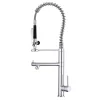 Bathroom, Home Decor, Modern High Neck Chrome Water Saving 3 Way Faucet Pull Out Gourmet Spring Brass Kitchen Faucet Tap With Pull Down Sprayer