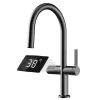 Bathroom, Home Decor, Modern Motion Sensor Infrared Water Pull Out Brass Kitchen Faucet Mixer Tap With Temperature Digital Display