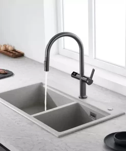 Bathroom, Home Decor, Modern Motion Sensor Infrared Water Pull Out Brass Kitchen Faucet Mixer Tap With Temperature Digital Display