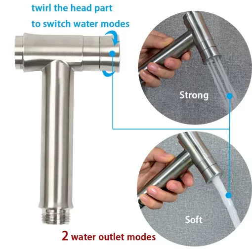 Bathroom, Home Decor, Muslim Toilet Bidet Stainless Steel Shattaf Brushed Handheld Bidet Sprayer Set