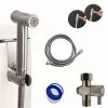Bathroom, Home Decor, Muslim Toilet Bidet Stainless Steel Shattaf Brushed Handheld Bidet Sprayer Set