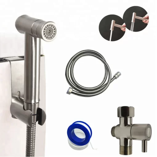 Bathroom, Home Decor, Muslim Toilet Bidet Stainless Steel Shattaf Brushed Handheld Bidet Sprayer Set