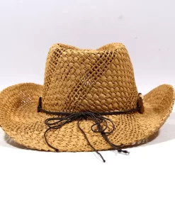 Accessories, Hats, New Collection Outdoor Summer Beach Sun Protection Western Style Natural Straw Hat Sequin Bead Cowboy Hat