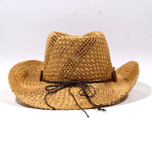 Accessories, Hats, New Collection Outdoor Summer Beach Sun Protection Western Style Natural Straw Hat Sequin Bead Cowboy Hat