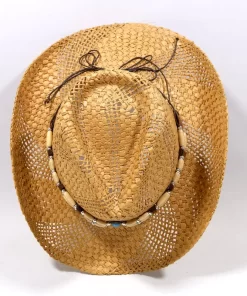 Accessories, Hats, New Collection Outdoor Summer Beach Sun Protection Western Style Natural Straw Hat Sequin Bead Cowboy Hat